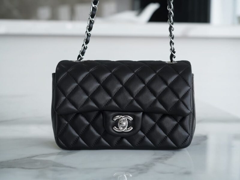 CHANEL Classic Flap CF20CM 正品皮羊皮口盖包 A01116黑色/银扣