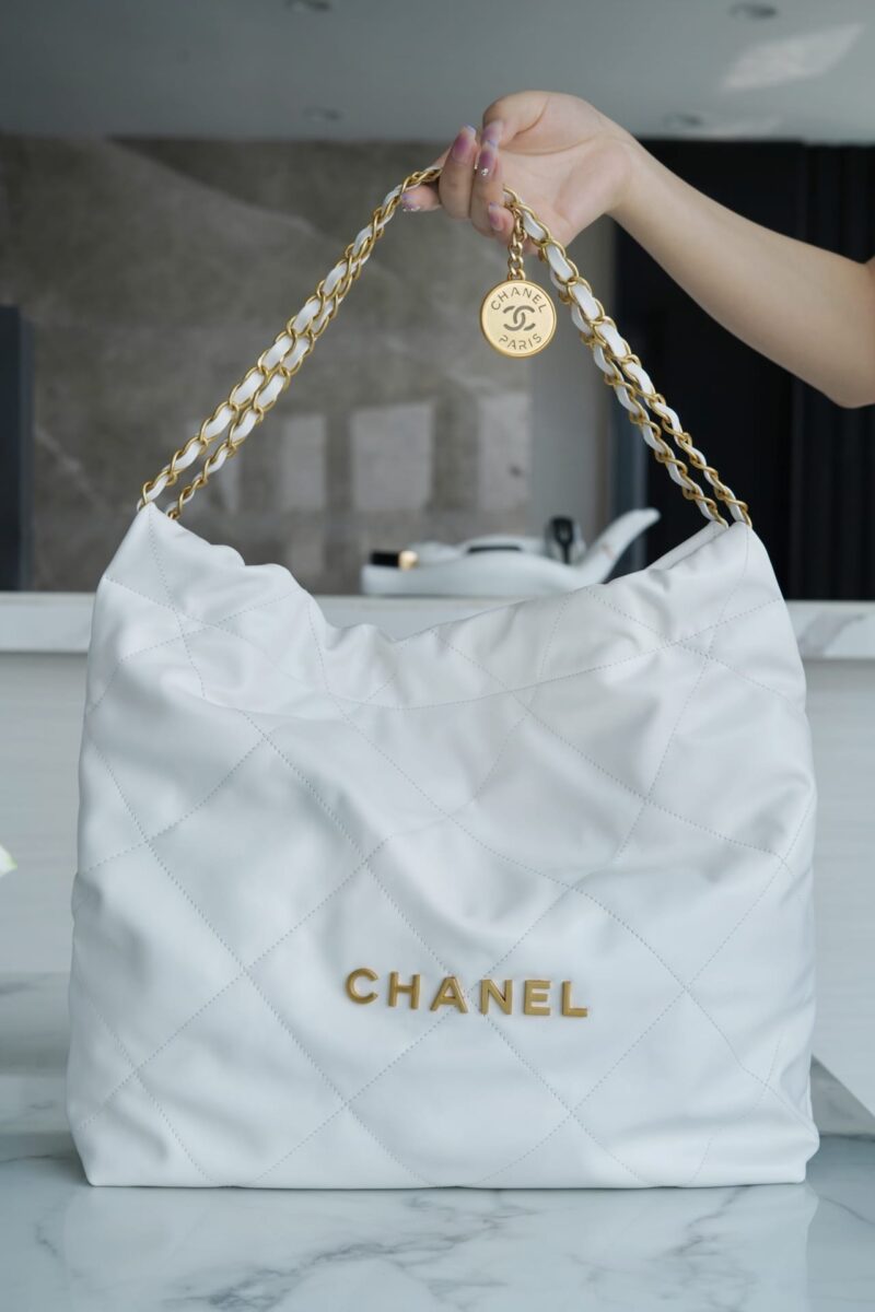 CHANEL 22 手袋 AS3261白色金扣