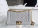 CHANEL 进口定制鱼子酱小牛皮 Leboy 25 口盖包 A67086灰色