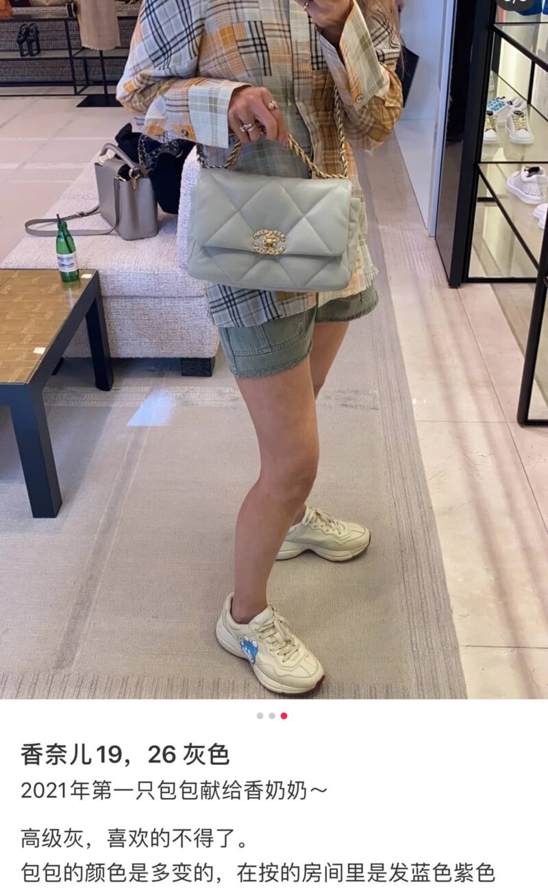 CHANEL 小号26CM 19BAG AS1160浅灰/金扣 - Image 2