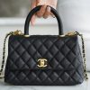wsxc1677615176228_1.jpg CHANEL CoCo handle 24cm 新款牛皮手柄小号手提包 A92990黑色/金扣