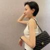 CHANEL CF Classic flap 25CM 进口皮细球纹口盖包 A01112黑色/金扣