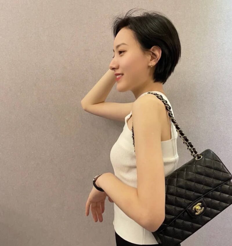 CHANEL CF Classic flap 25CM 进口皮细球纹口盖包 A01112黑色/金扣 - Image 2