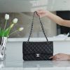 wsxc1677616586726_0.jpg CHANEL CF Classic flap 25CM 进口皮细球纹口盖包 A01112黑色/银扣