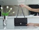 CHANEL CF Classic flap 25CM 进口皮细球纹口盖包 A01112黑色/银扣