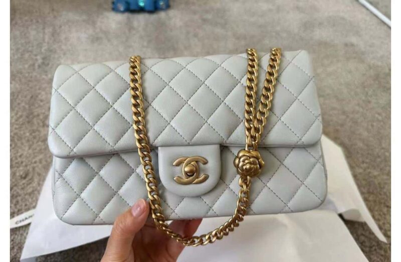 CHANEL 23S春夏新款 山茶花CF小号 AS4064淡蓝色 - Image 2