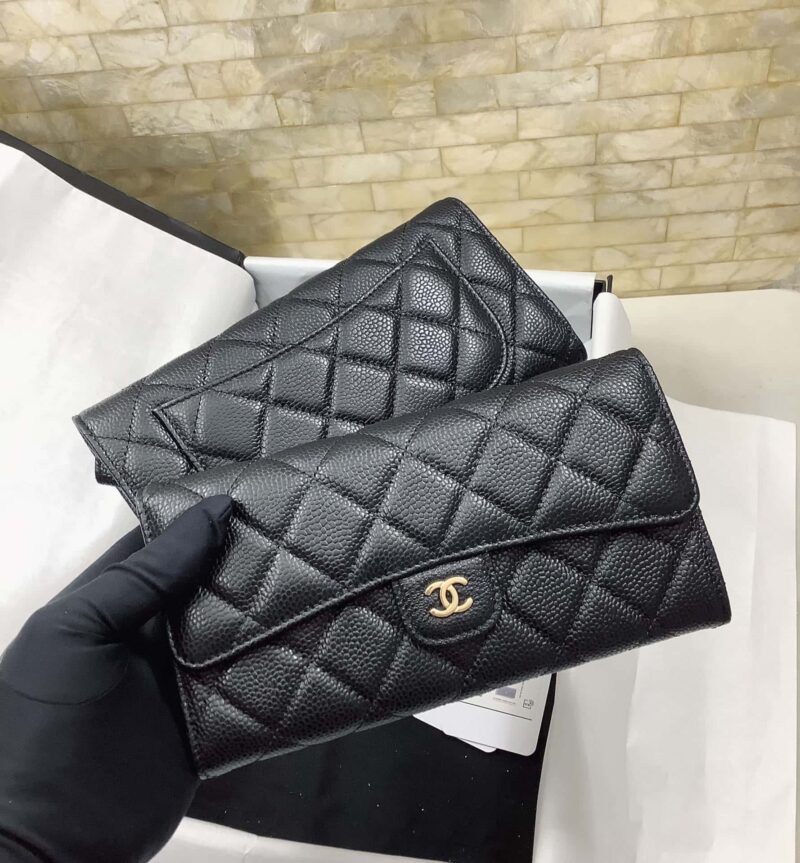 CHANEL 球纹牛皮 二折钱夹 AP0241黑色 金扣 - Image 2