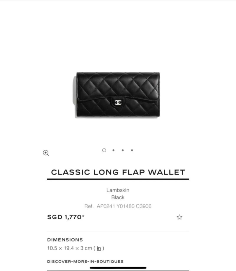 CHANEL 平纹羊皮 二折钱夹 AP0241黑色 银扣 - Image 2