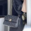 CHANEL 22k 秋冬高级成衣系列 荔枝牛皮方胖子 AS3580黑色