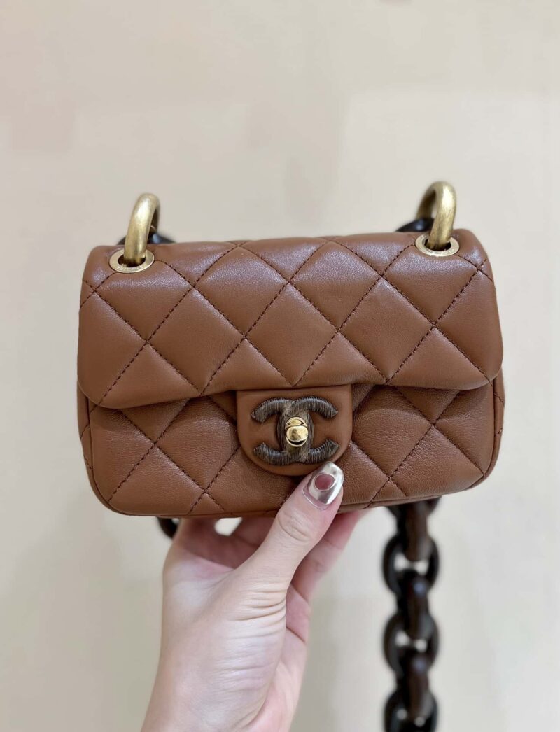 CHANEL 23A 高级手工坊系列 达喀尔桃木cf 大mini包 AS4165