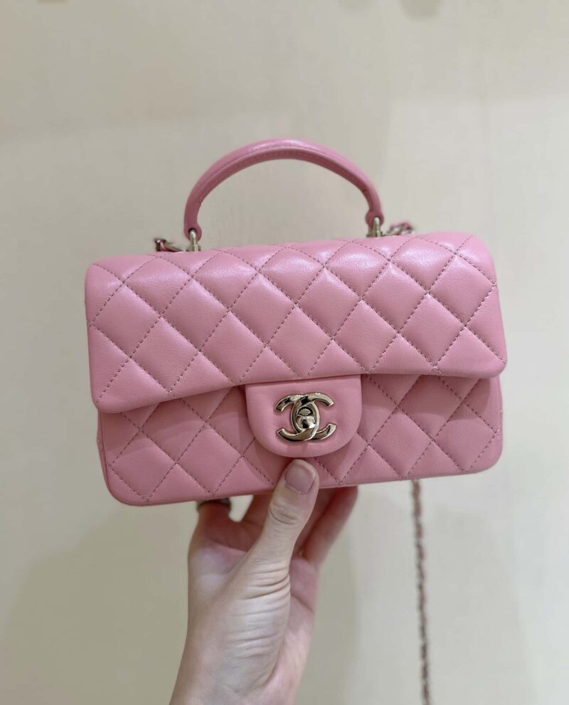 CHANEL 经典之cf mini handle 20CM AS2431粉色