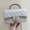 CHANEL 经典之cf mini handle 20CM AS2431杏色拼焦糖色