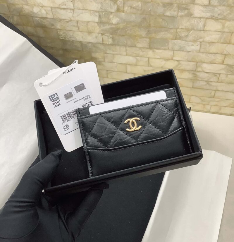CHANEL 经典流浪包系列 胎牛皮拼色卡包 A84386