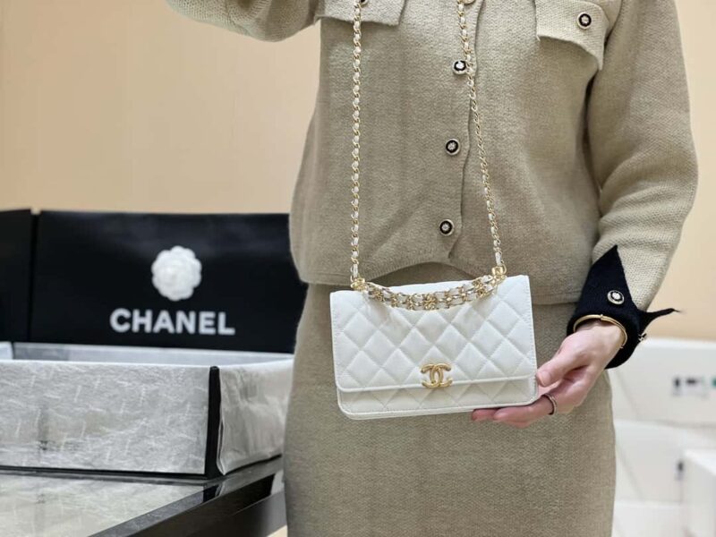 CHANEL 22k 秋冬高级成衣系列 荔枝牛皮woc AP3019白色 - Image 2