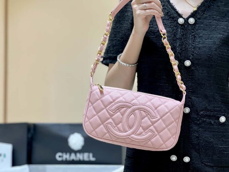 CHANEL Jennie同款火爆中古腋下包 A50920粉色 - Image 2