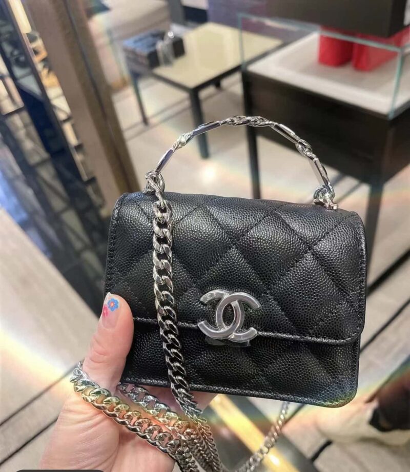 CHANEL 2022cc 春夏系列 珐琅手柄小挎包 AP2758黑色 - Image 2