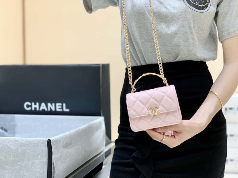 CHANEL 2022cc 春夏系列 珐琅手柄小挎包 AP2758粉色 - Image 2