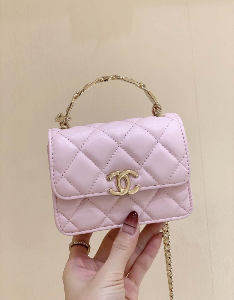CHANEL 2022cc 春夏系列 珐琅手柄小挎包 AP2758粉色