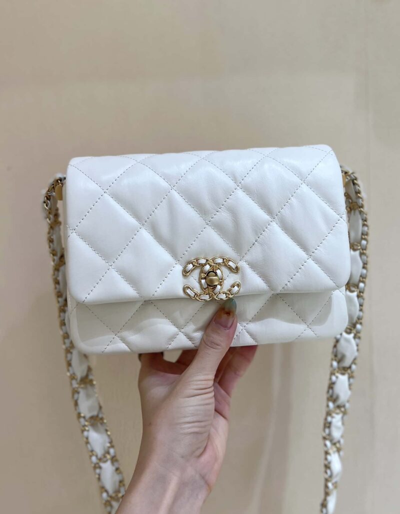 CHANEL 23K 秋冬系列 19复古豆腐包 AS4423白色
