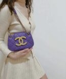 CHANEL 24C 早春度假系列 大双C复古邮差包 AS4609紫色