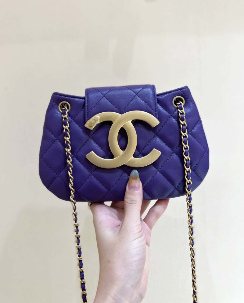 CHANEL 24C 早春度假系列 大双C复古邮差包 AS4609紫色