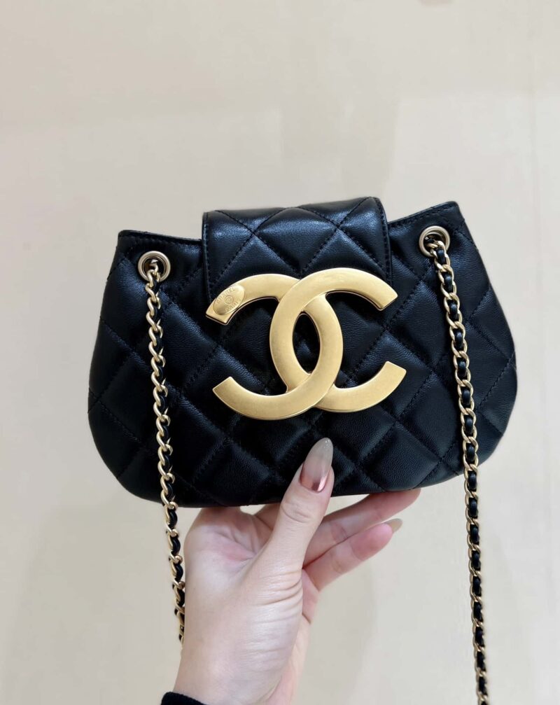 CHANEL 24C 早春度假系列 大双C复古邮差包 AS4609黑色