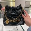 CHANEL 23s春夏新款22Mini bag 原产皮 AS3980黑色/金扣