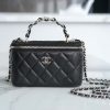 CHANEL 23K秋冬新款“小双C”手柄长盒子 AP3593黑色