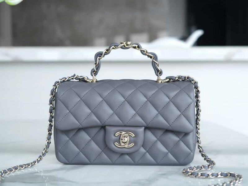 CHANEL 𝟐𝟑k 秋冬新款“双C”手柄CF 深灰色 AS2431