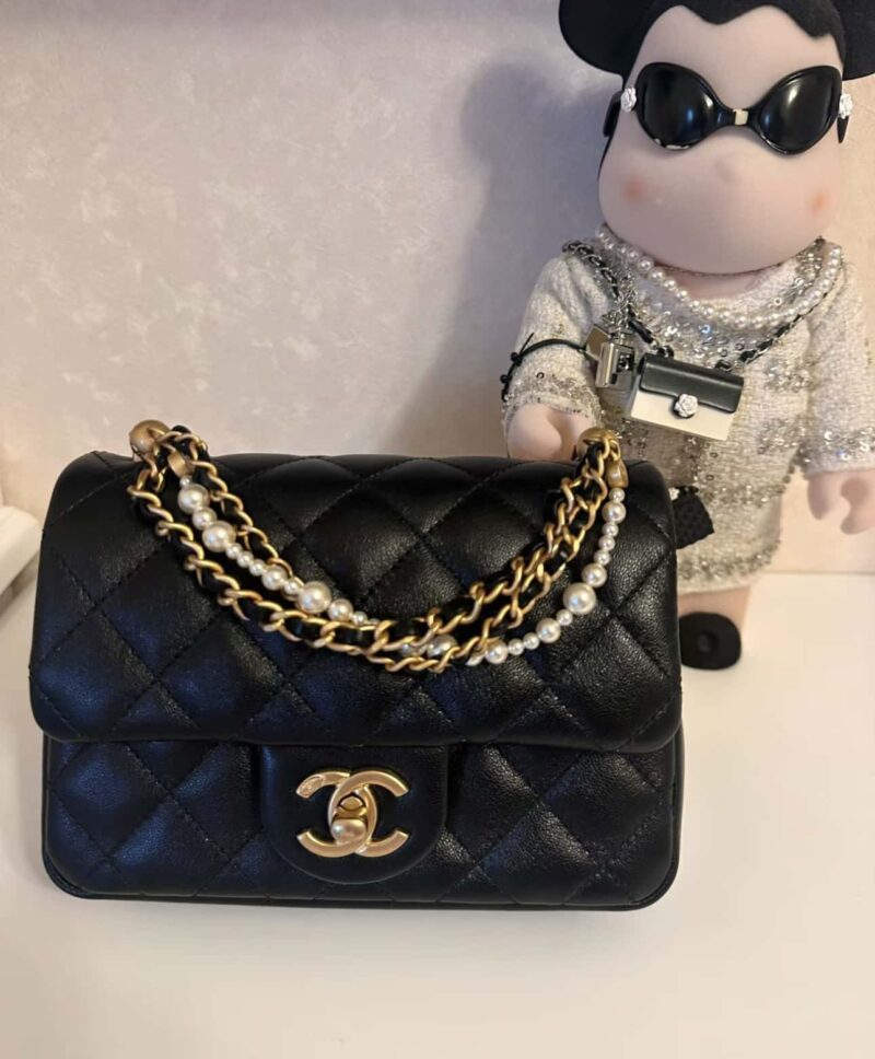 CHANEL 24P 春夏预告系列限量版珍珠方胖子 AS4385黑色 - Image 2
