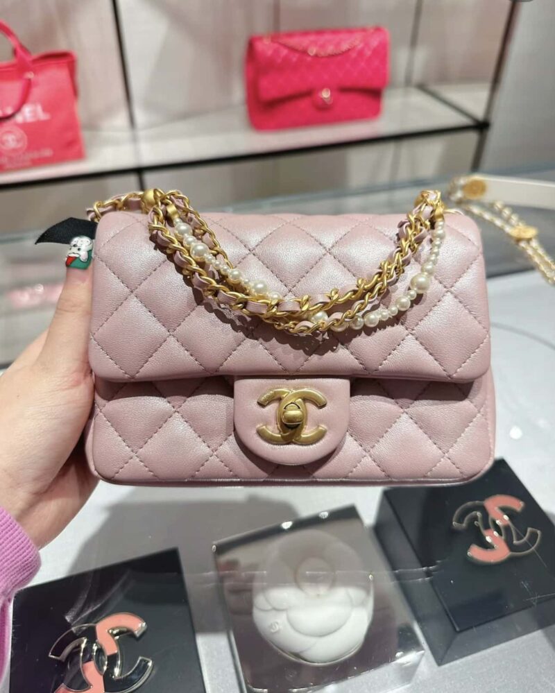 CHANEL 24P 春夏预告系列限量版珍珠方胖子 AS4385粉色 - Image 2