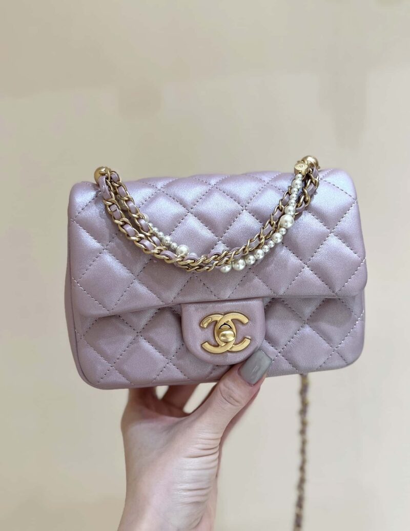 CHANEL 24P 春夏预告系列限量版珍珠方胖子 AS4385粉色