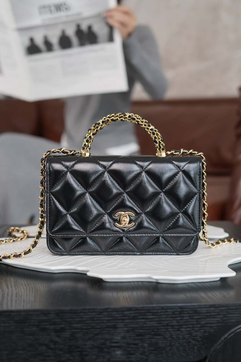 CHANEL 𝟐𝟒𝐛 Flap新型粗链手柄 Woc 黑色➿AP4166 B17675 94305