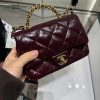 𝐂𝐇𝐀𝐍𝐄𝐋 𝟐𝟒𝐛 Flap新型粗链手柄 方胖子 小号 酒红 AS5032