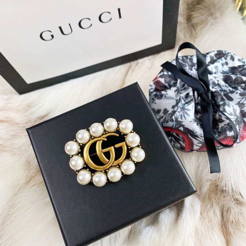 Gucci专柜一致黄铜材质双G字母胸针 - Image 7