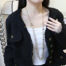 ☀️☑️ 香奈儿方形钻石毛衣链项链