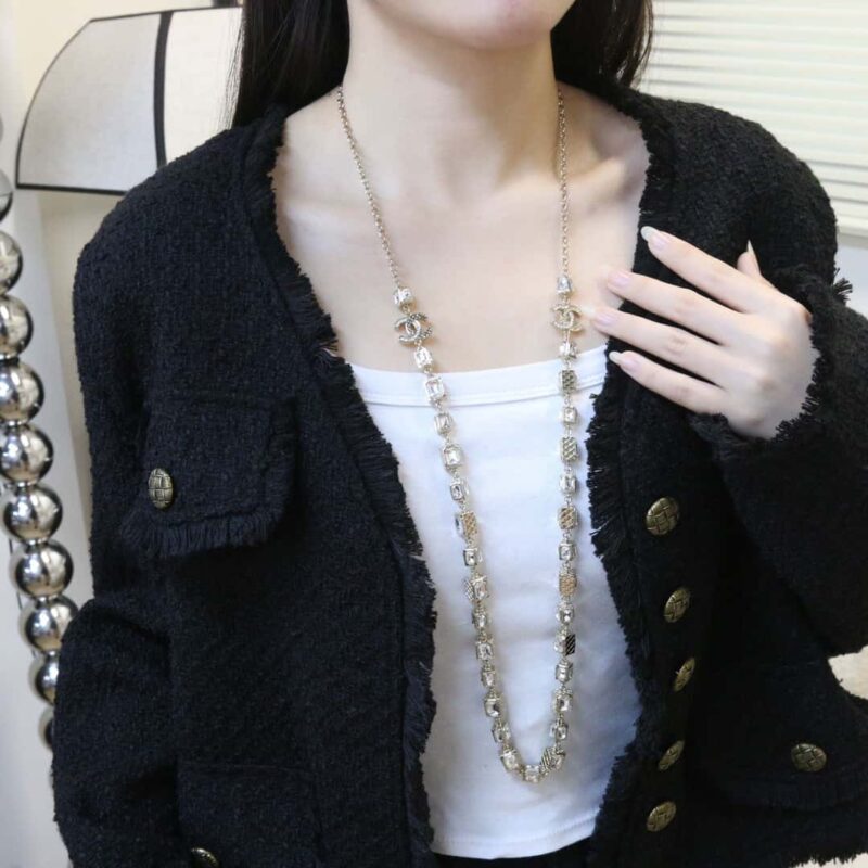 ☀️☑️ 香奈儿方形钻石毛衣链项链 - Image 7