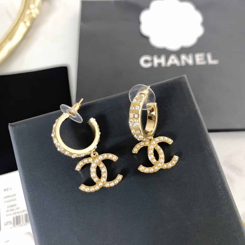 CHANEL香奈儿双c珍珠耳钉耳环