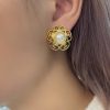 CHANEL香奈儿双c珍珠山茶花耳钉耳环