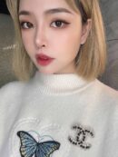 CHANEL香奈儿双c黑皮绳胸针