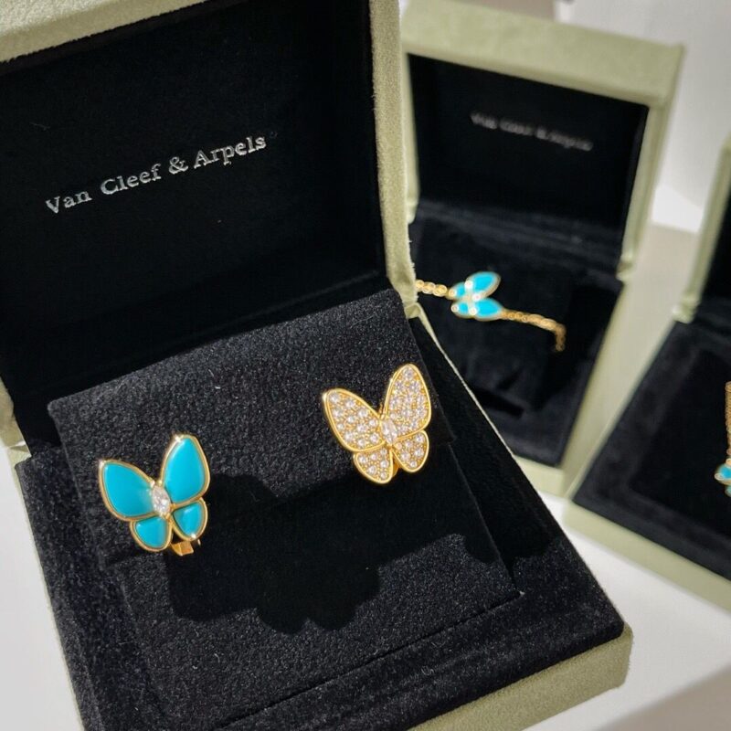 Van Cleef &Arpels 梵克雅宝蓝色蝴蝶项链手链耳拍戒指 - Image 5