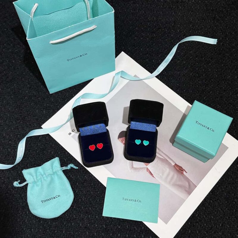 ☀Tiffany&Co.蒂芙尼LOVE系列红色蓝色爱心桃心耳钉 ☀ - Image 3