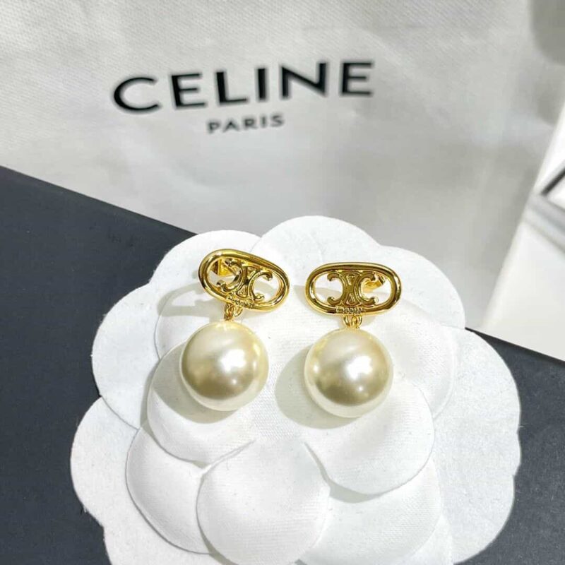 Celine赛琳凯旋门珍珠耳钉耳环 - Image 3