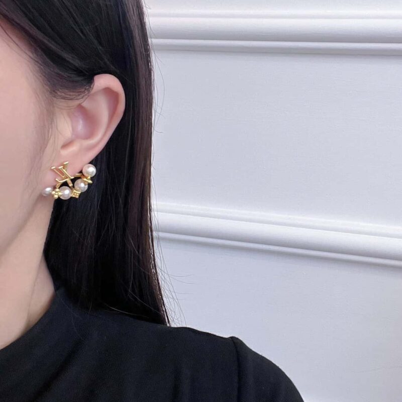 M01258 ☀Louis Vuitton 路易威登MINIGRAM PEARLS 耳钉耳环 ☀ - Image 8