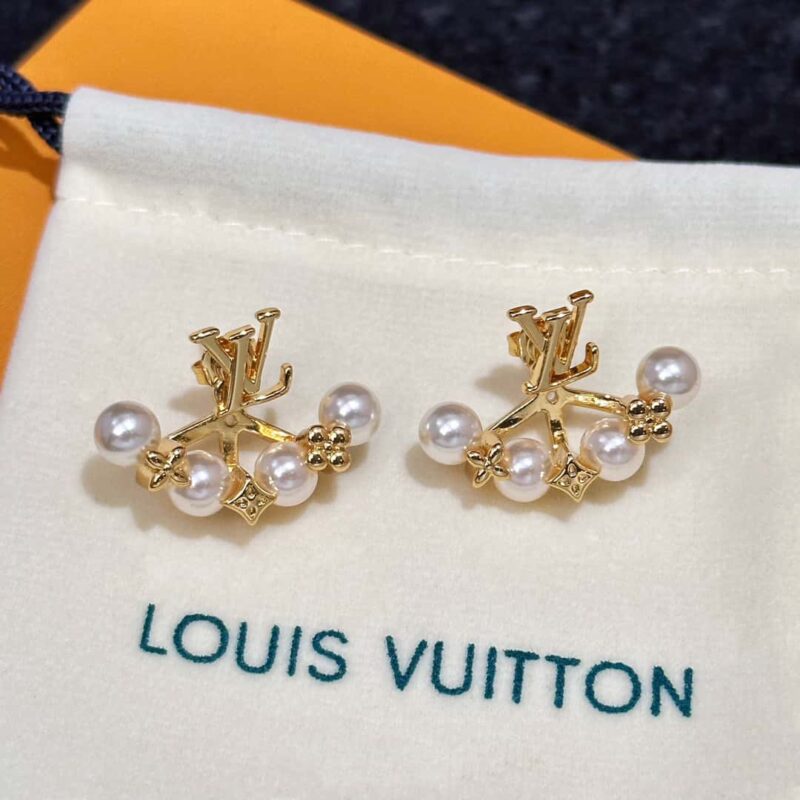 M01258 ☀Louis Vuitton 路易威登MINIGRAM PEARLS 耳钉耳环 ☀ - Image 10
