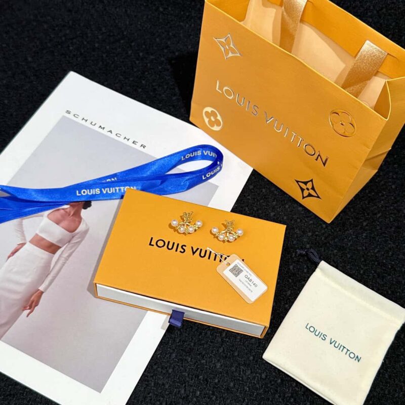 M01258 ☀Louis Vuitton 路易威登MINIGRAM PEARLS 耳钉耳环 ☀ - Image 11