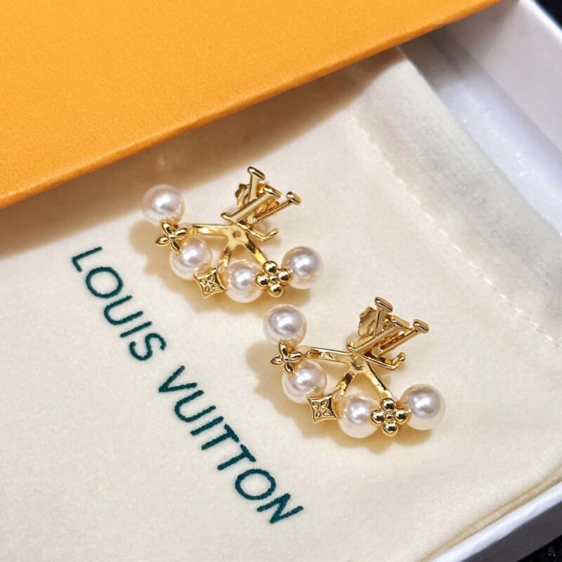 M01258 ☀Louis Vuitton 路易威登MINIGRAM PEARLS 耳钉耳环 ☀ - Image 14
