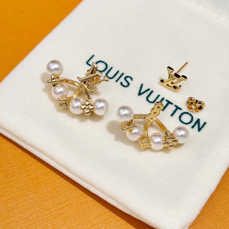 M01258 ☀Louis Vuitton 路易威登MINIGRAM PEARLS 耳钉耳环 ☀ - Image 17