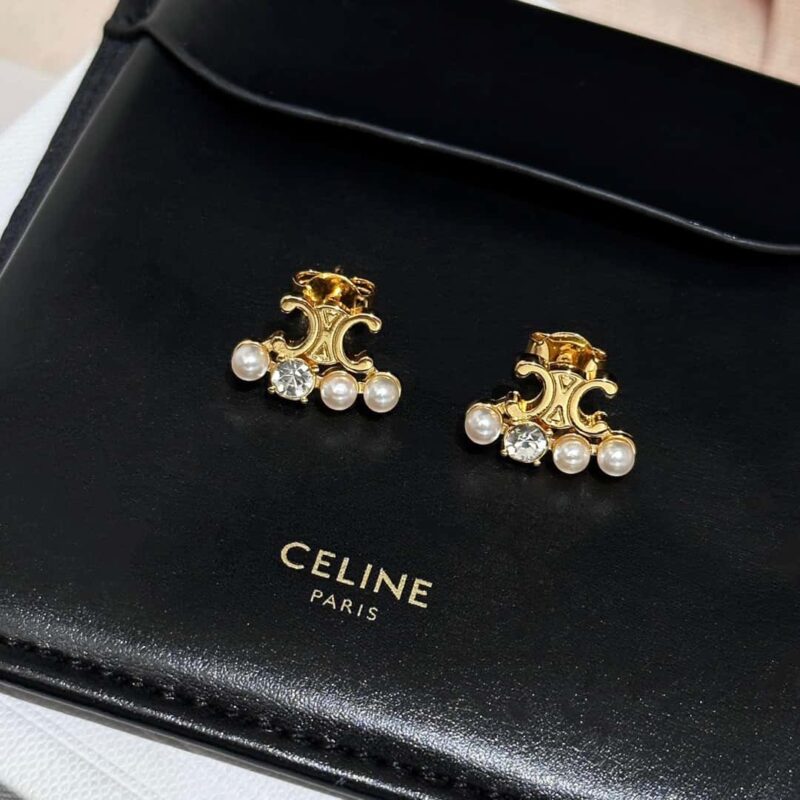 ☀️原单货 ☀️☑️ Celine瑟琳简约风凯旋门珍珠耳钉耳环 ☀️ - Image 4