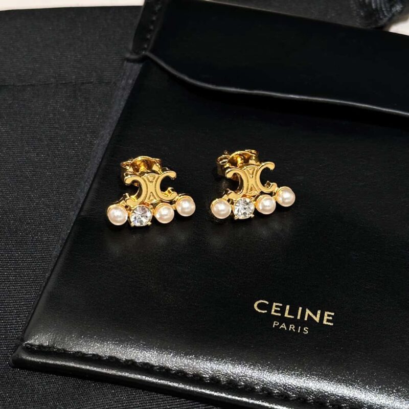 ☀️原单货 ☀️☑️ Celine瑟琳简约风凯旋门珍珠耳钉耳环 ☀️ - Image 8